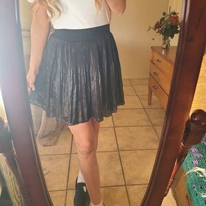 Free People black crinkle pleated party skirt size medium